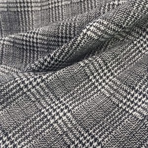 DZIANINA ŻAKARDOWA - KRATKA, CZARNO-BIAŁA, 50% WISKOZA 